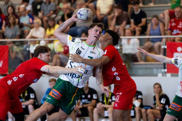 Victor KLOEVE FRISCH AUF Goeppingen, 07 scores a goal, play, shot on goal GER, FRISCH AUF Goeppingen vs. TSV Neuhausen Filder, handball, preseason, tournament, S Cup Altensteig, quarterfinals, 2026–2027 season, August 7, 2026, GER, FRISCH AUF Goeppingen vs. TSV Neuhausen Filder, handball, preseason, tournament, S Cup Altensteig, quarterfinals, 2026–2027 season, August 7, 2026, Altensteig Copyright: xEibnerxPressefoto OliverxSchmidtx EP_OST