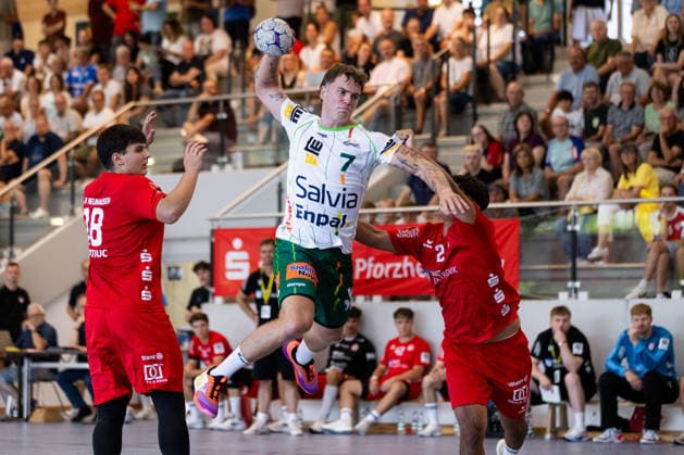 Victor KLOEVE FRISCH AUF Goeppingen, 07 scores a goal, play, shot on goal GER, FRISCH AUF Goeppingen vs. TSV Neuhausen Filder, handball, preseason, tournament, S Cup Altensteig, quarterfinals, 2026–2027 season, August 7, 2026, GER, FRISCH AUF Goeppingen vs. TSV Neuhausen Filder, handball, preseason, tournament, S Cup Altensteig, quarterfinals, 2026–2027 season, August 7, 2026, Altensteig Copyright: xEibnerxPressefoto OliverxSchmidtx EP_OST