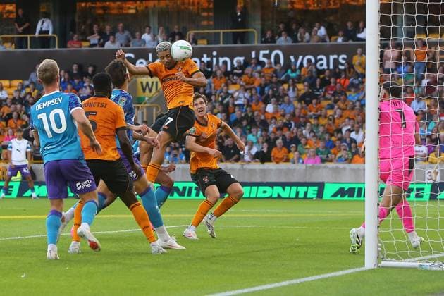 Andre of Wolves scores their sides second goal Wolverhampton Wanderers v Port Vale, EFL Carabao Cup, First Round, Football, Molineux, Wolverhampton, UK - 07 Aug 2026Wolverhampton Molineux United Kingdom EDITORIAL USE ONLY No use with unauthorised audio, video, data, fixture lists, club league logos or live services. Online in-match use limited to 120 images, no video emulation. No use in betting, games or single club league player publications. Copyright: xPhilxOldham Shutterstockx 17050839ap