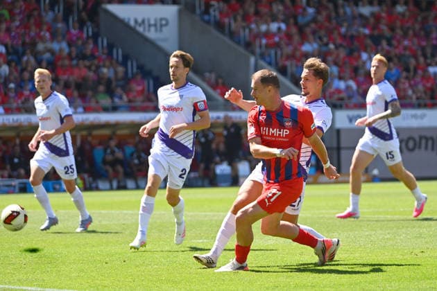Goal by Budu ZIVZIVADZE for Heidenheim, 1–0, play, shot on goal, soccer, 2. Bundesliga, 2026–2027 season, Matchday 1, Matchday 01: 1. FC Heidenheim vs. VfL Osnabrück on August 8, 2026, VOITH ARENA