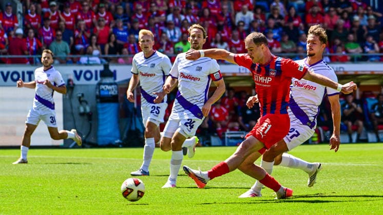 August 8, 2026, Germany, Soccer, Men s, 2. Bundesliga, 1. FC Heidenheim vs. VfL Osnabrück; Budu Zivzivadze (Heidenheim), 11 , goal to make it 1-0; Heidenheim Voith Arena, Baden-Württemberg, Germany Copyright: xNordphotox xHafnerx