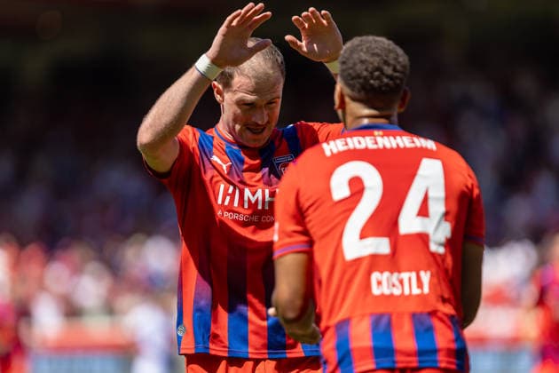 Goal Goal celebration Cheering Joy Emotions Facial expressions Gestures 2 0 Budu Zivzivadze 1 FC Heidenheim, 11 Marcel Costly 1 FC Heidenheim, 24 , GER, 1 FC Heidenheim vs. VfL Osnabrück, Soccer, 2. Bundesliga, Matchday 01, 2026–2027 Season, August 8, 2026, DFL and DFB regulations prohibit any use of photographs as image sequences and or quasi-video, GER, 1 FC Heidenheim vs. VfL Osnabrück, soccer, 2. Bundesliga, Matchday 1, 2026–2027 Season, August 8, 2026, Heidenheim Copyright: xEibner-Pressefoto JanixPlessx EP_JPL