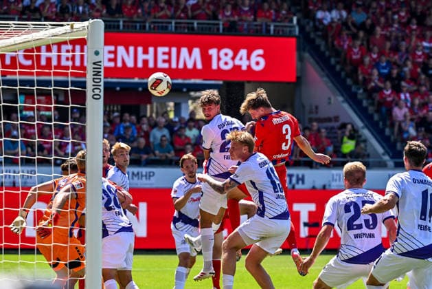 August 8, 2026, Germany, Soccer, Men s, 2. Bundesliga, 1. FC Heidenheim vs. VfL Osnabrück, Jan Schöppner, Heidenheim, 3, header for the 3-2 goal, Heidenheim Voith Arena, Baden-Württemberg, Germany Copyright: xNordphotox xHafnerx