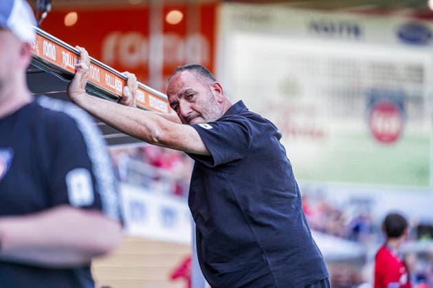 Germany Soccer Season 2026–2027, 2. Bundesliga, 1. FC Heidenheim vs. VfL Osnabrück, Voith Arena, Heidenheim, Frank Schmidt (Coach), 1. FC Heidenheim: facial expressions, emotions, Heidenheim, Voith Arena, Germany Copyright: xBennetxLongx