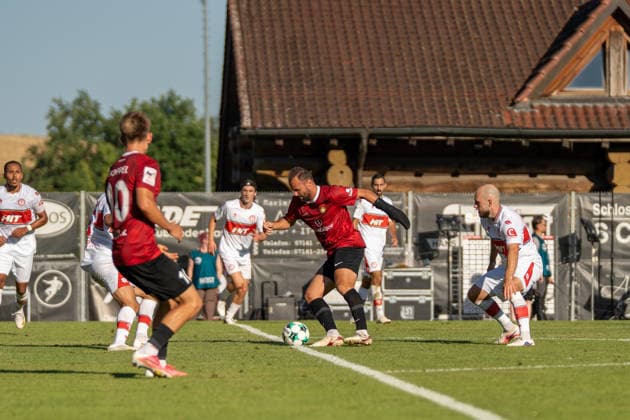 Fabian Eisele, SG Sonnenhof Großaspach, 23, SG Sonnenhof Großaspach vs. Fortuna Köln, soccer, 3rd Division, Matchday 1, August 8, 2026; DFB regulations prohibit any use of photographs as image sequences and or quasi-video. Aspach, Baden-Württemberg, Germany Copyright: xkolbert-press PhilipxZieglerx