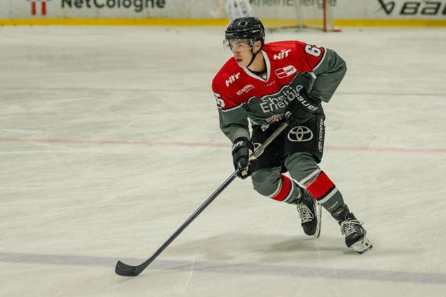 Marco Muenzenberger, Cologne Sharks, No. 65 on offense; Cologne Sharks public practice at the Haie Center, Penny DEL, ice hockey, 2026–2027 season, August 9, 2026, Cologne Sharks public practice, Penny DEL, 2026–2027 season, August 9, 2026, Cologne Copyright: xEibner-Pressefoto ThomasxHaeslerx EP_THR