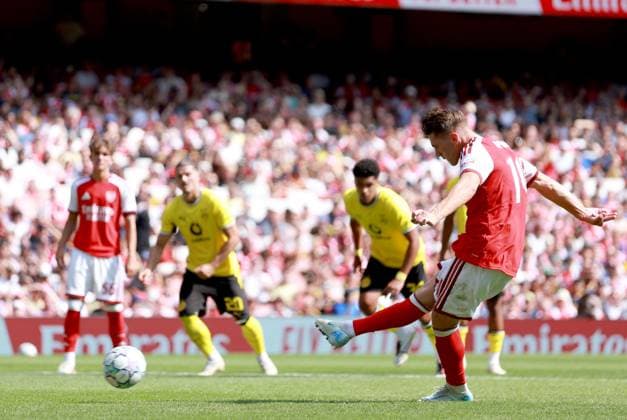 Viktor Gyokeres of Arsenal scores their side s second goal of the game from the penalty spot Arsenal v Borussia Dortmund, Pre Season Friendly, Football, Emirates Stadium, London, UK - 09 Aug 2026London Emirates Stadium United Kingdom EDITORIAL USE ONLY No use with unauthorised audio, video, data, fixture lists, club league logos or live services. Online in-match use limited to 120 images, no video emulation. No use in betting, games or single club league player publications. Copyright: xGeorgexTewkesbury Shutterstockx 17051143aq