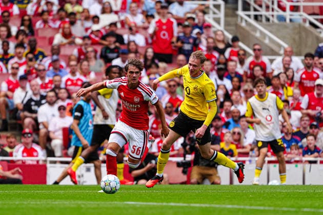 Max Downman, FC Arsenal, 56; Maximilian Beier, Borussia Dortmund, 14 (GER); FC Arsenal vs. Borussia Dortmund, Soccer, Emirates Cup 2026, 2026–2027 Season, August 9, 2026 GER, FC Arsenal vs. Borussia Dortmund, Soccer, Emirates Cup 2026, 2026–2027 Season, August 9, 2026 London Copyright: xEibner-Pressefoto MarcelxvonxFehrnx EP_MFN_P