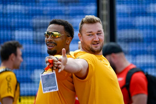 Leo NEUGEBAUER (Germany), VfB Stuttgart, Men s 100m Decathlon, and Henrik JANSSEN (Germany), SC Magdeburg, Men s Discus Throw (GBR), European Athletics Championships, Athletics, August 10, 2026, GBR, European Athletics Championships, Athletics, August 10, 2026, Birmingham Copyright: xEibnerxPressefoto JanxPapenfussx EP_JPS