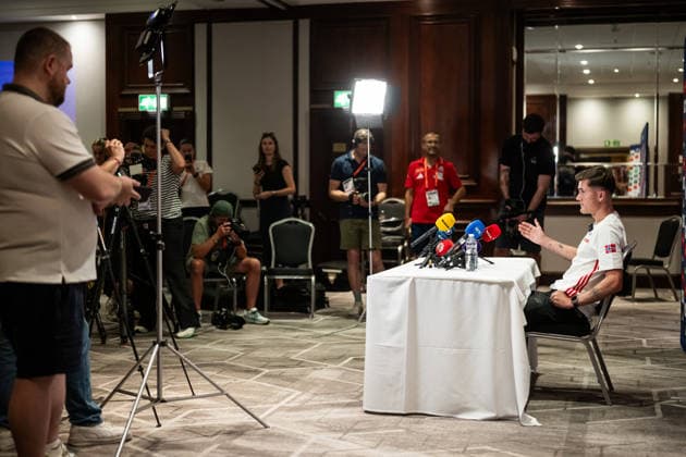 August 9, 2026: Jakob Asserson Ingebrigtsen of the Norwegian national track and field team at a press event ahead of the 2026 European Athletics Championships on August 9, 2026 in Birmingham. Photo by Mathias Bergeld, BILDBYRAN, code MB MB1396. athletics, friidrett, friidrotts EM, 2026 European Athletics Championships, press conference, event, meeting, 1, BBeng, Norway, Norge Copyright: MATHIASxBERGELD BB260809MB011