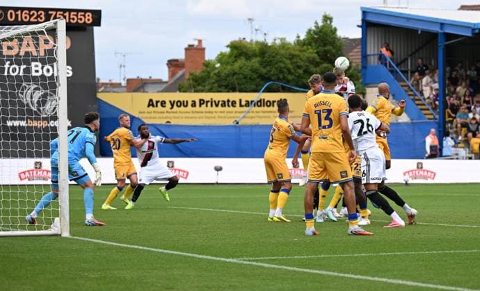 Mark McGuinness of Sheffield United scores the team s second goal Mansfield Town v Sheffield United, EFL Carabao Cup, First Round, Football, One Call Stadium, Mansfield, UK - 09 Aug 2026Mansfield One Call Stadium United Kingdom EDITORIAL USE ONLY No use with unauthorised audio, video, data, fixture lists, club league logos or live services. Online in-match use limited to 120 images, no video emulation. No use in betting, games or single club league player publications. Copyright: xAnnaxGowthorpe Shutterstockx 17051191an