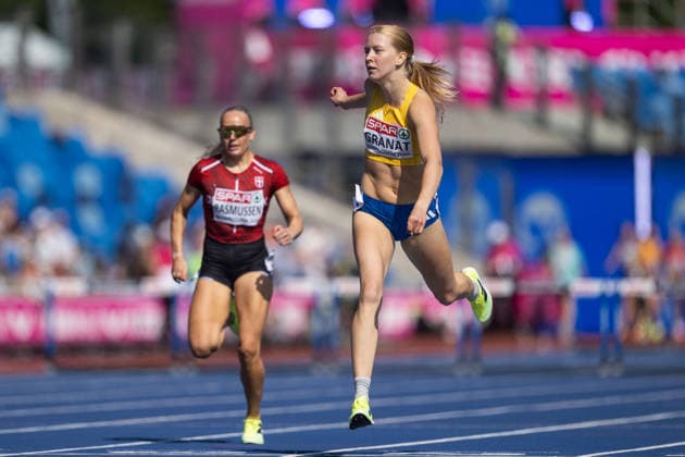 August 11, 2026: Moa Granat of Sweden competes in the women’s 400-meter hurdles semifinal on Day 2 of the 2026 European Athletics Championships on August 11, 2026 in Birmingham. Photo by Mathias Bergeld, BILDBYRAN, code MB MT1065. track and field, athletics, friidrett, friidrotts EM, 2026 European Athletics Championships, 2 BBENG, Sweden, hurdles, hekk, häck Copyright: MATHIASxBERGELD BB260811MB010