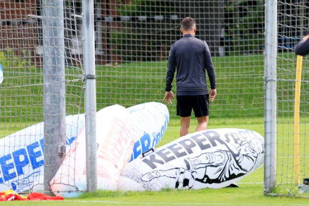 August 11, 2026, Germany, Soccer, 2. Bundesliga, 2026–2027 Season, Sportforum, Hertha BSC, Head Coach Stefan Leitl leading Hertha BSC Berlin’s training session, plastic players; 2nd Division; DFB and DFL regulations prohibit any use of photographs as image sequences and or quasi-video; Berlin Sportforum, Berlin, Germany Copyright: xNordphotox xEnglerx