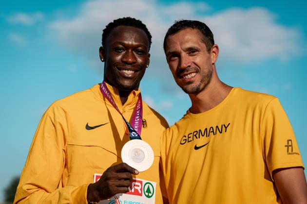 Owen Ansah, Hamburger SV, Men s 100m, Coach Sebastian Beyer, GBR, Track and Field, Athletics, 2026 European Athletics Championships, 2026 European Track and Field Championships, Birmingham 2026, August 9, 2026, GBR, Track and Field, Athletics, 2026 European Athletics Championships, 2026 European Track and Field Championships, Birmingham 2026, August 9, 2026, Birmingham Copyright: xStefanxMayerx EP_SMR