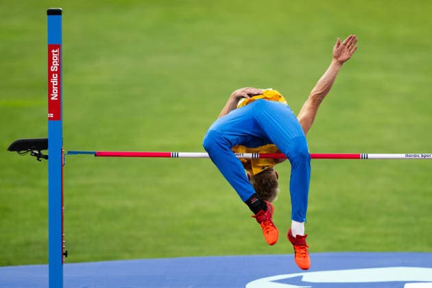 August 12, 2026: Emil Uhlin of Sweden competes in the men’s decathlon high jump during Day 3 of the 2026 European Athletics Championships on August 12, 2026 in Birmingham. Photo by Mathias Bergeld, BILDBYRAN, code MB MT1066. track and field, athletics, friidrett, friidrotts em, em, friidretts em 2026, European Athletics Championships, 3 bbeng Copyright: MATHIASxBERGELD BB260812MB092