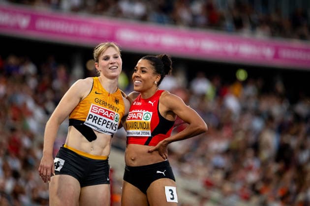 August 12, 2026, GBR, Track and Field, 2026 European Championships, Morning Session, Day 3, Birmingham Talea Prepens, Germany, Women’s 200 Meters, Semifinals, Mujinga Kambundji, Switzerland, Women’s 200 Meters, Semifinals, Birmingham Alexander Stadium, England, Great Britain Copyright: xNordphoto Memmlerx
