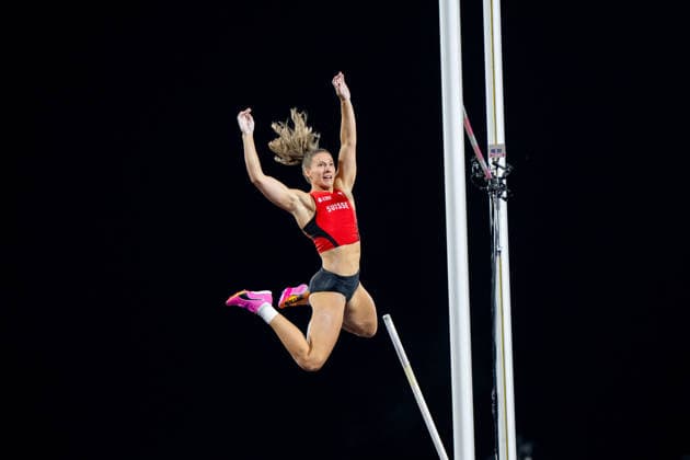 August 13, 2026, GBR, Track and Field, 2026 European Championships, Evening Session, Day 4, Birmingham: Angelica Moser of Switzerland celebrates her winning jump and gold medal, Women’s Pole Vault, Final, Alexander Stadium, Birmingham, England, United Kingdom Copyright: xNordphoto Memmlerx