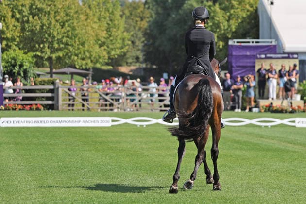 Julia Krajewski GER, Germany, riding Uelzeners Nickel, Nickel, Dressage test, Eventing Dressage, FEI Eventing World Championship, DHL Prize, Individual and Team, AACHEN FEI World Championships 2026, World Equestrian Festival, 2026 World Equestrian Games, Aachen 2026, Welcome Home 2026, Aachen Soers, August 11–23, 2026, Equestrian Sports, August 14, 2026, Aachen Soers, Germany