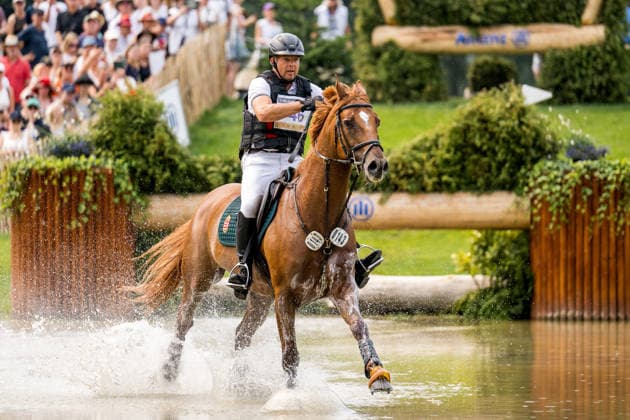 August 15, 2026: Balazs Kaizinger of Hungary, riding Clover, competes in the Eventing Cross Country on Day 5 of the 2026 FEI World Championships on August 15, 2026 in Aachen. Photo by Emma Wallskog, BILDBYRAN, code EW EW0685. equestrian sports, riding, 2026 World Championships, 2026 FEI World Championships, BBENG, equestrian sports, World Championships, eventing, cross-country Copyright: EMMAxWALLSKOG BB260815EW046