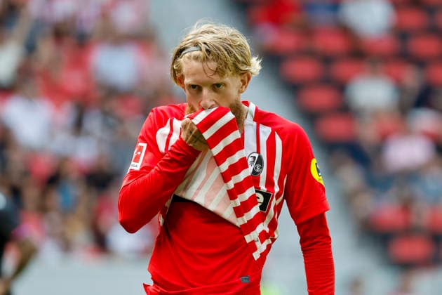 Niklas Beste, SC Freiburg, 19, Germany, soccer, friendly match, 2026–2027, SC Freiburg vs. Crystal Palace, August 15, 2026, Freiburg im Breisgau, Europa-Park Stadium, Germany Copyright: xGrantxHubbsx