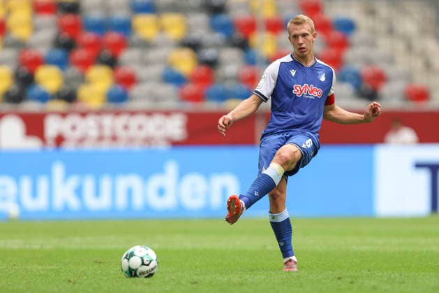 Valentin Laessig of TSG Hoffenheim II in action, on the ball, making a solo run during the 3. Liga match between Fortuna Düsseldorf and TSG 1899 Hoffenheim II at the Merkur Spiel Arena on August 15, 2026, in Düsseldorf, Germany. Photo by Oliver Kaelke, DeFodi Images. Valentin Laessig of TSG Hoffenheim II controls the ball during the 3. Liga match between Fortuna Düsseldorf and TSG 1899 Hoffenheim II at Merkur Spiel Arena on August 15, 2026 in Düsseldorf, Germany. Photo by Oliver Kaelke, DeFodi Images. DFB and DFL regulations prohibit any use of photographs as image sequences and or quasi-video. Photo by Oliver Kaelke, DeFodi Images.
