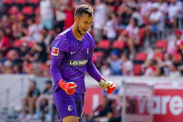 German Soccer, Season Opener, Exhibition Match, Friendly Match, August 15, 2026, SC Freiburg vs. Crystal Palace FC (England), Europa-Park Stadium, Freiburg im Breisgau, Mio Backhaus, SC Freiburg, 1 facial expression, emotion, joy, emotions, celebration Copyright: xJOERANxSTEINSIEKx