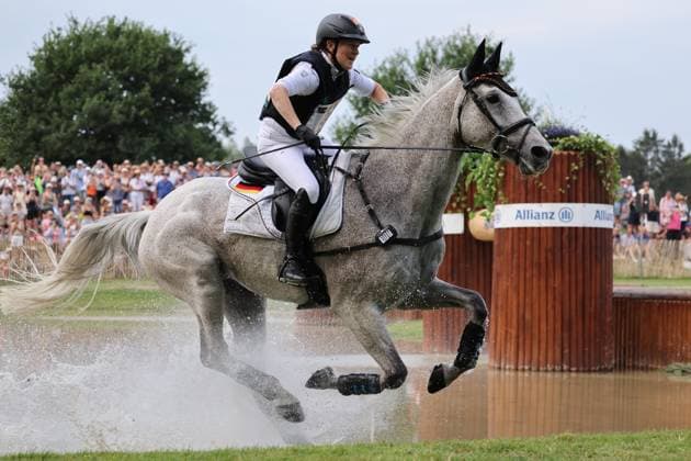 Malin Hansen Hotopp GER, Germany, with her horse Carlitos Quidditch K, Eventing Cross-Country, FEI Eventing World Championship, DHL Prize, Individual and Team, Cross-Country Test, Cross-Country, AACHEN FEI World Championships 2026, World Equestrian Festival, 2026 World Equestrian Championships, Aachen 2026, Welcome Home 2026, Aachen Soers, August 11–23, 2026, Equestrian Sports, August 15, 2026, Aachen Soers, Germany