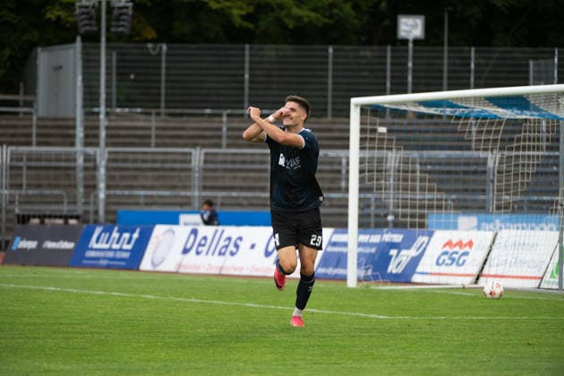 August 15, 2026, GER, Soccer, Regionalliga Nord, Matchday 4, 2026–2027 Season, Oldenburg, Marschwegstadion, VfB Oldenburg vs. FC Eintracht Norderstedt Goal 2–1 by Mats FACKLAM VfB Oldenburg 29 Oldenburg Marschwegstadion Lower Saxony Germany Copyright: xnordphotoxGmbHx xRojahnx