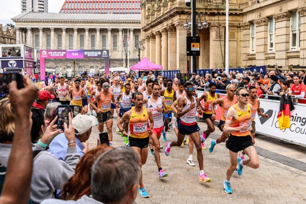 August 16, 2026: Suldan Hassan of Sweden competes in the men’s marathon on Day 7 of the 2026 European Athletics Championships on August 16, 2026 in Birmingham. Photo by Mathias Bergeld, BILDBYRAN, code MB MT1072. track and field, athletics, friidrett, friidrotts EM, 2026 European Athletics Championships, Day 7, Sweden, marathon Copyright: MATHIASxBERGELD BB260816MB011