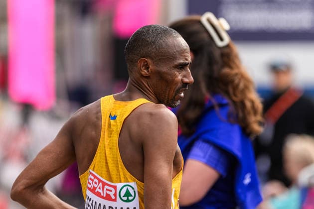 August 16, 2026: Samuel Tsegay of Sweden withdraws from the men’s marathon on Day 7 of the 2026 European Athletics Championships, 2026 in Birmingham. Photo by Mathias Bergeld, BILDBYRAN, code MB MT1072. track and field, athletics, European Athletics Championships 2026, Day 7, Sweden, marathon, depp Copyright: MATHIASxBERGELD BB260816MB047