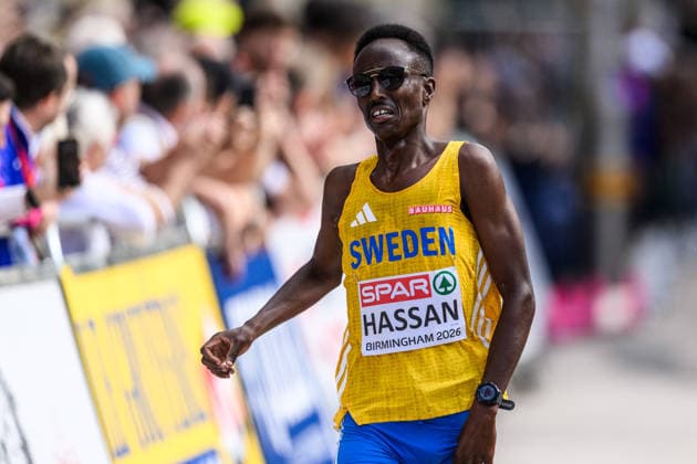 August 16, 2026: Suldan Hassan of Sweden looks dejected after the men’s marathon on Day 7 of the 2026 European Athletics Championships on August 16, 2026 in Birmingham. Photo by Mathias Bergeld, BILDBYRAN, code MB MT1072. track and field, athletics, friidrett, friidrotts EM, 2026 European Athletics Championships, Day 7, BBENG, dejected, Sweden, marathon Copyright: MATHIASxBERGELD BB260816MB062