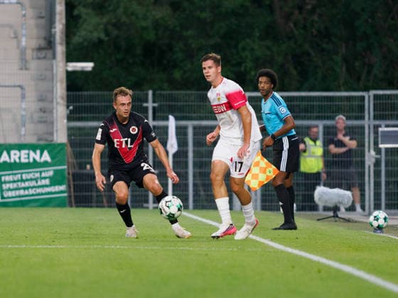 Kilian Jakob, FC Viktoria Cologne, 26; Antonijo Janjic, VfB Stuttgart U23, 17, in action; GER, Soccer, VfB Stuttgart II vs. Viktoria Cologne, 3. Liga, Matchday 2, 2026–2027 season, August 16, 2026 GER, Soccer, VfB Stuttgart II vs. Viktoria Cologne, 3rd Division, Matchday 2, 2026–2027 season, August 16, 2026 Aspach Copyright: xCarstenxSchweringx EP_CSG