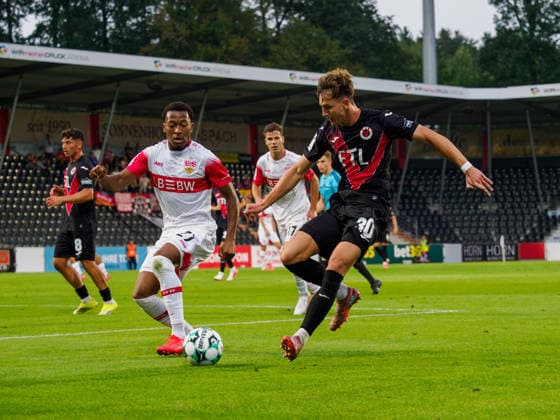 Jarzinho Malanga, VfB Stuttgart U23, 27, Alexander Prokopenko, FC Viktoria Cologne, 30, GER, Soccer, VfB Stuttgart II vs. Viktoria Cologne, 3rd Division, Matchday 2, 2026–2027 Season, August 16, 2026 GER, Soccer, VfB Stuttgart II vs. Viktoria Cologne, 3rd Division, Matchday 2, 2026–2027 season, August 16, 2026 Aspach Copyright: xCarstenxSchweringx EP_CSG