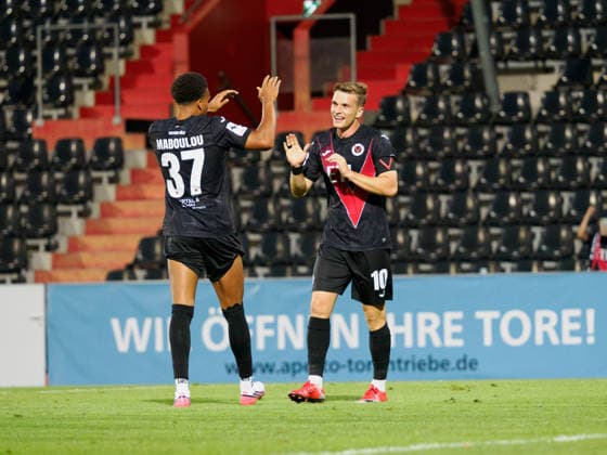 Goal for the 1-3 by David Otto (FC Viktoria Cologne), No. 10 on the right, Noah Maboulou (FC Viktoria Cologne), No. 37 GER, Soccer, VfB Stuttgart II vs. Viktoria Cologne, 3. Liga, Matchday 2, 2026–2027 Season, August 16, 2026 GER, Soccer, VfB Stuttgart II vs. Viktoria Cologne, 3rd Division, Matchday 2, 2026–2027 season, August 16, 2026 Aspach Copyright: xCarstenxSchweringx EP_CSG