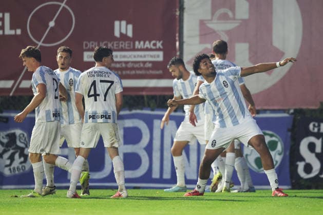 August 18, 2026, Men s Soccer, 2026–2027 Season, Bavarian Regional League, Matchday 5: TSV Aubstadt vs. TSV 1860 Munich Celebrates a 1–3 Victory, Arian Ortivero Calderon 12, TSV 1860 Munich, Sulzfeld School Stadium, Aubstadt, NGN Arena, Bavaria, Germany