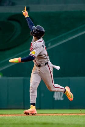 Atlanta Braves right fielder Ronald Acuna Jr. (13) celebrates while running the bases after Atlanta Braves catcher Sean Murphy (12) hits a home run in the top of the sixth inning during a game against the Washington Nationals at Nationals Park in Washington, DC on Wednesday, September 2, 2026. The Braves beat the Nationals 9-0. WAP20260902460 BONNIExCASH