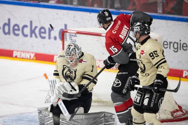 PENNY DEL 1 Cologne Sharks vs. Grizzly Wolfsburg, Cologne, September 18, 2026, Sun. Louis Marc Aubry, Cologne Sharks, forward, 15; Fabio Pfohl, Grizzly Wolfsburg, defenseman, 95; PENNY DEL 1: Cologne Sharks vs. Grizzly Wolfsburg on September 18, 2026, at KA2 in Cologne, Germany Copyright: xBEAUTIFULxSPORTS AndreasxDickx
