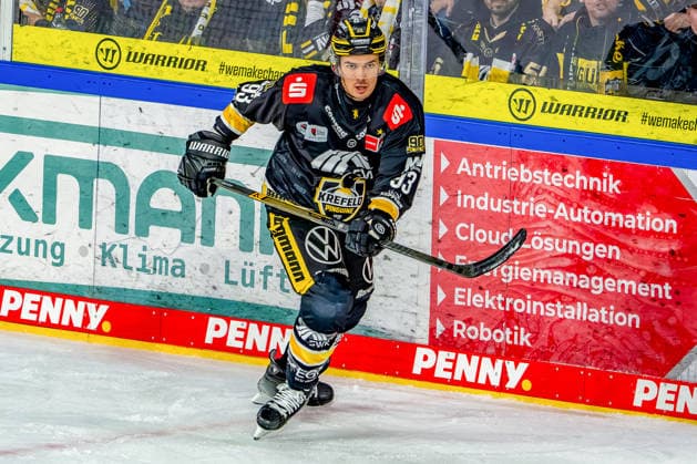 September 18, 2026, xkkux, Ice Hockey, DEL, Krefeld Pinguine vs. Fischtown Pinguins Bremerhaven, Matchday 1, 2026–27 Season, YAYLA Arena, Krefeld; Stuart Percy; Krefeld Pinguine 93; North Rhine-Westphalia, Germany