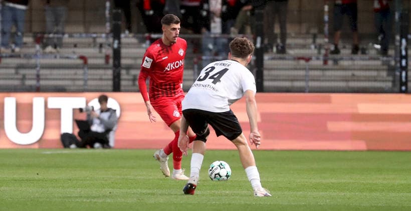 September 18, 2026, xfsx, Men s, Soccer, 2026–2027 Season, 3rd Division, Matchday 7: SC Verl vs. FC Würzburger Kickers; from left: Ivan Franjic (FC Würzburger Kickers), Janne Berner (SC Verl); Verl Sportclub Arena, North Rhine-Westphalia, Germany