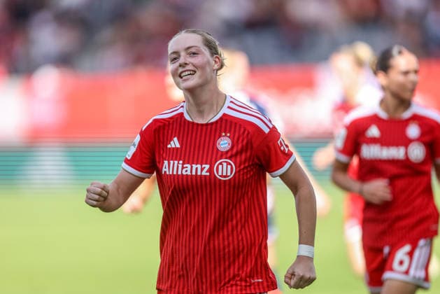 GER, Munich, FC Bayern Munich vs. FC Cologne, Google Pixel Women s Bundesliga, Soccer, DFB, 2026–2027 Season, FC Bayern Campus, Matchday 5 in Pictures: Alara Åžehitler (FC Bayern Munich Women s Team No. 14) scores the 4–2 goal on a penalty kick, Goal, celebration and joy, emotions. DFB and DFL regulations prohibit any use of photographs as image sequences and or quasi-video. September 19, 2026 Copyright: HMBxMedia HendrikxHamelau