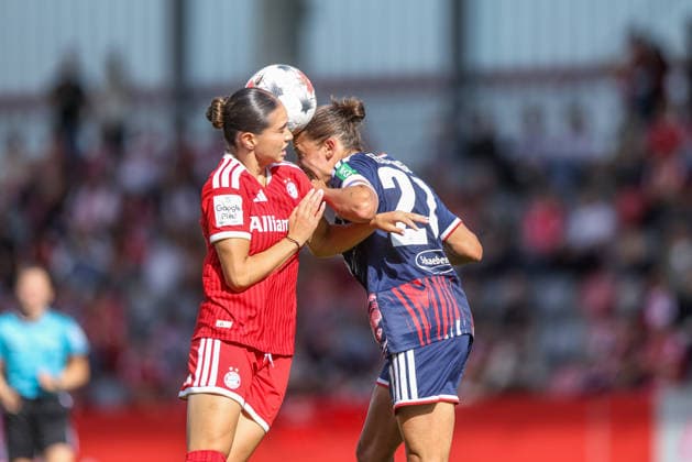 GER, Munich, FC Bayern Munich vs. FC Cologne, Google Pixel Women s Bundesliga, Soccer, DFB, 2026–2027 Season, FC Bayern Campus, Matchday 5 in Pictures (from left): Kassandra Potsi, FC Bayern Munich Women s Team 6, Laura Feiersinger, FC Cologne Women 27. DFB and DFL regulations prohibit any use of photographs as image sequences and or quasi-video. September 19, 2026 Copyright: HMBxMedia HendrikxHamelau