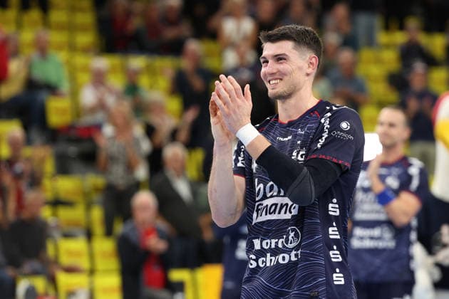 September 5, 2026, xBHAx, Handball, Opel HBL, 2026–2027 season, 1st HBL, SG Flensburg-Handewitt vs. Handball Club Hamburg, GGW Arena, Aymeric Minne, SG Flensburg-Handewitt 44 (clapping), Schleswig-Holstein, Germany