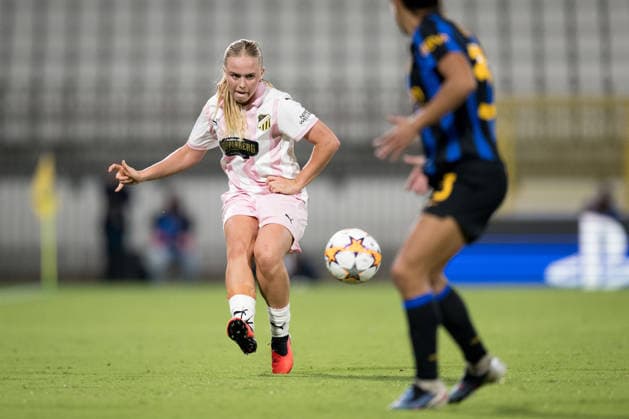 September 22, 2026: Pernille Sanvig of Häcken during the Women’s Champions League soccer match between Inter and Häcken on September 22, 2026 in Monza. Photo by Carl Sandin, BILDBYRAN, code CS CS0982, soccer, football, UEFA Women’s Champions League, Inter, Häcken, women’s soccer, BBENG Copyright: CARLxSANDIN BB260922CS118