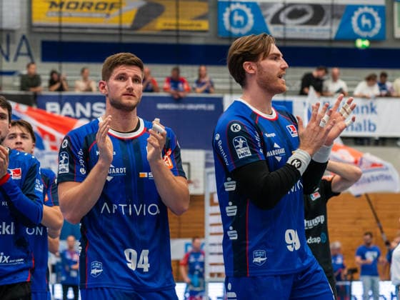 Georg Poehle, HBW Balingen Weilstetten 94; Stefan Bauer, HBW Balingen Weilstetten 99; HBW Balingen Weilstetten vs. TSV Hannover Burgdorf, Handball, DHB Cup, 2nd Round, 2026–2027 Season, September 23, 2026, HBW Balingen Weilstetten vs. TSV Hannover Burgdorf, Handball, DHB Cup, Round 2, 2026–2027 Season, September 23, 2026, Balingen Copyright: xEibner-Pressefoto FlorianxSchustx EP_FSU