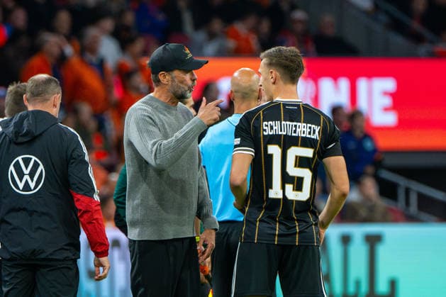 Soccer, Men s, 2026–27 Season, UEFA Nations League League A, Group 2, Matchday 1 in Amsterdam, Netherlands vs. Germany, from left: Coach Jürgen Klopp (Germany), Nico Schlotterbeck (Germany), September 24, 2026, Copyright: xMatthiasxKochx
