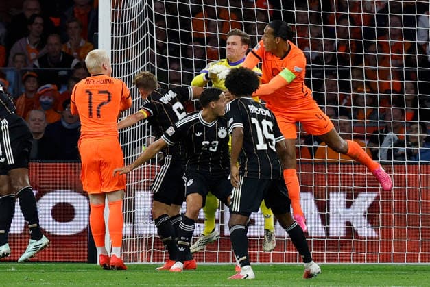 September 24, 2026, xjrdrx, Soccer UEFA Nations League, Netherlands vs. Germany, Marc-André ter Stegen (German National Soccer Team, DFB), Virgil van Dijk (Netherlands), Younes Ebnoutalib (German National Soccer Team, DFB), Joshua Kimmich (German National Soccer Team, DFB), Amsterdam