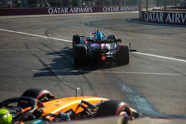 F1 - AZERBAIJAIN GRAND PRIX 2026 01 NORRIS Lando (gbr), McLaren F1 Team MCL40, action, 43 COLAPINTO Franco (arg), Alpine F1 Team A526, action, 10 GASLY Pierre (fra), Alpine F1 Team A526, action, 30 LAWSON Liam (nzl), Visa Cash App RB F1 Team VCARB03, action, 41 LINDBLAD Arvid (gbr), Visa Cash App RB F1 Team VCARB03, action crash after the restart during the 2026 Formula 1 Azerbaijan Grand Prix, 15th round of the 2026 Formula One World Championship, WM, Weltmeisterschaft from September 24 to 26, 2026 on the Baku City Circuit, in Baku, Azerbaijan - BakuAzerbaijan Copyright: xEricxAlonsox