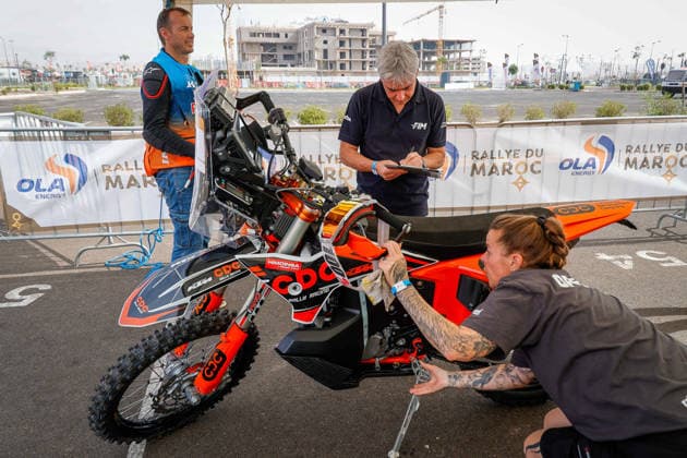 W2RC - RALLYE DU MAROC 2026 151 PETER Gurndin (ita), Pedrega Racing Team, KTM 450 Rally Factory Replica, FIM W2RC, Rally 2, action during the Scrutineering of the Rallye du Maroc 2026, 4th round of the 2026 WR2C Championship from September 26 to 27, 2026 in Agadir, Morocco - AgadirMorocco Copyright: xPauloxMariax