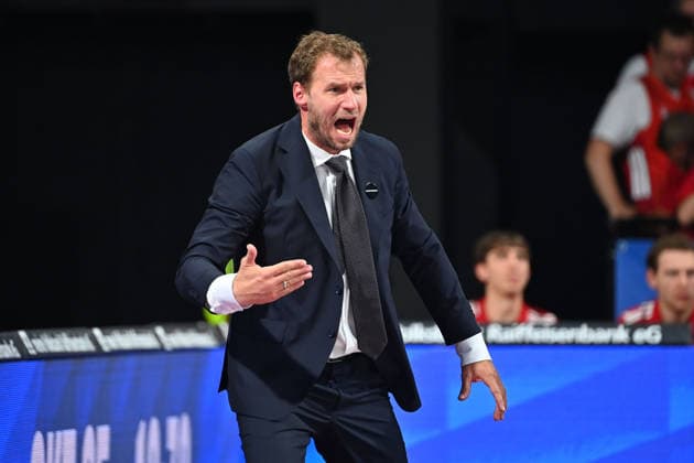 Coach Anton GAVEL (FCB), gesturing, giving instructions, single frame, cropped close-up, half-length portrait, basketball (BBL), 2026–2027 season, FC Bayern Munich vs. Alba Berlin on September 26, 2026, BMW Park