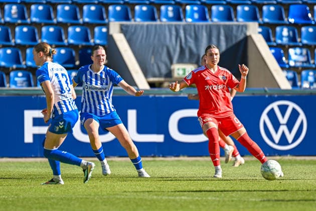 Soccer I Women I 2026–2027 Season I DFB Cup I 1 FC Magdeburg vs. 1 FC Union Berlin I September 27, 2026 Caroline Hildebrand 13, 1 FC Magdeburg, Antonia Schulz 19, 1 FC Magdeburg, Sophie Weidauer 9, 1 FC Union Berlin, Magdeburg, Avnet Arena, Heinz Krügel Platz 1, Saxony-Anhalt, Germany Copyright: xLobeca InesxHähnelx